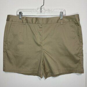 NWT Lands End Not Too Low Rise 4” Shorts Womens Size 18 Khaki Cotton Stretch NEW